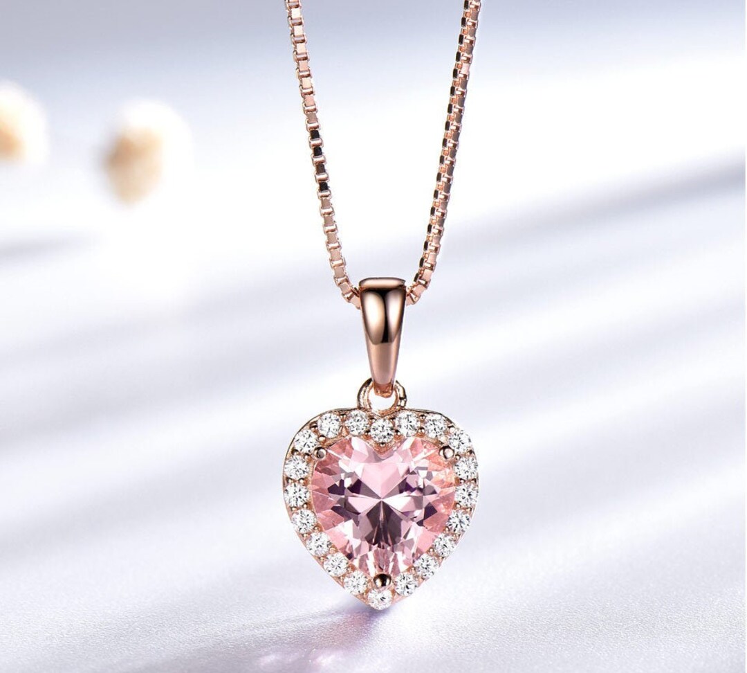 Morganite Necklace. Heart Necklace. Rose Gold Necklace. - Etsy
