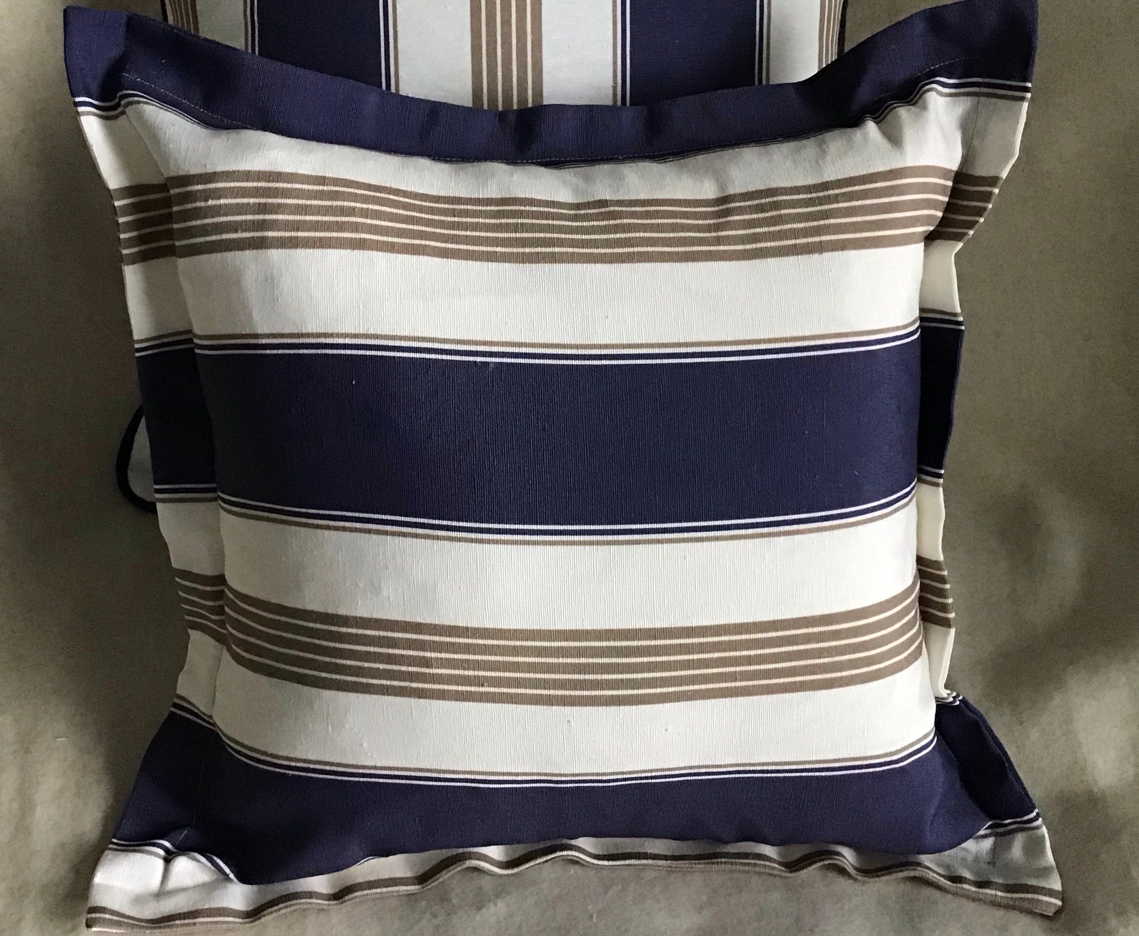 Navy taupe and ivory cushion covers stripe pattern or plain Etsy
