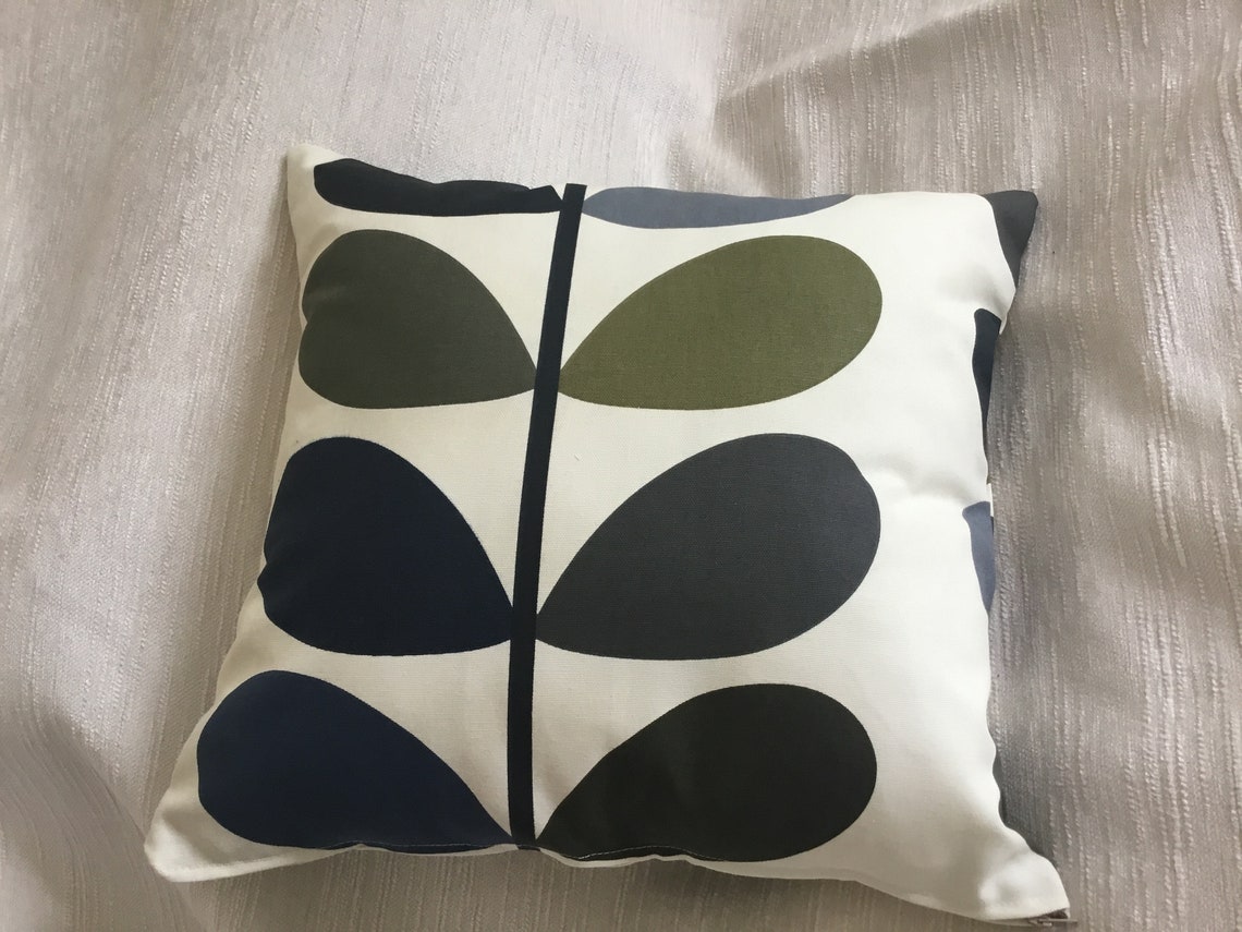 Orla Kiely Multi Stem Moss large leaf cushion covers. Double Etsy