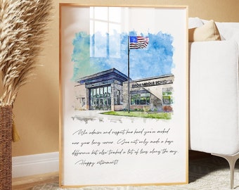 Custom School Portrait Watercolor - Retirement Gift (Digital Download)
