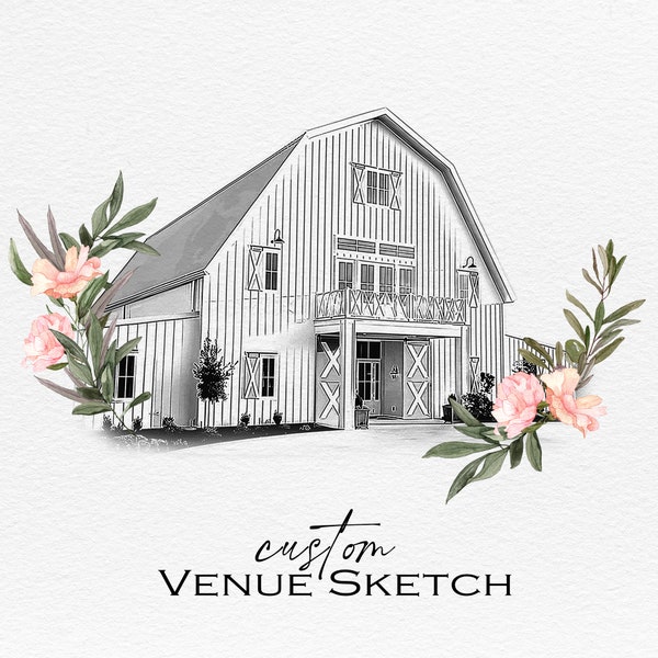 Wedding Venue Sketch,Custom, Venue Illustration, Wedding Venue Illustration, Church drawing, Venue Art, Illustrated Wedding Venue,