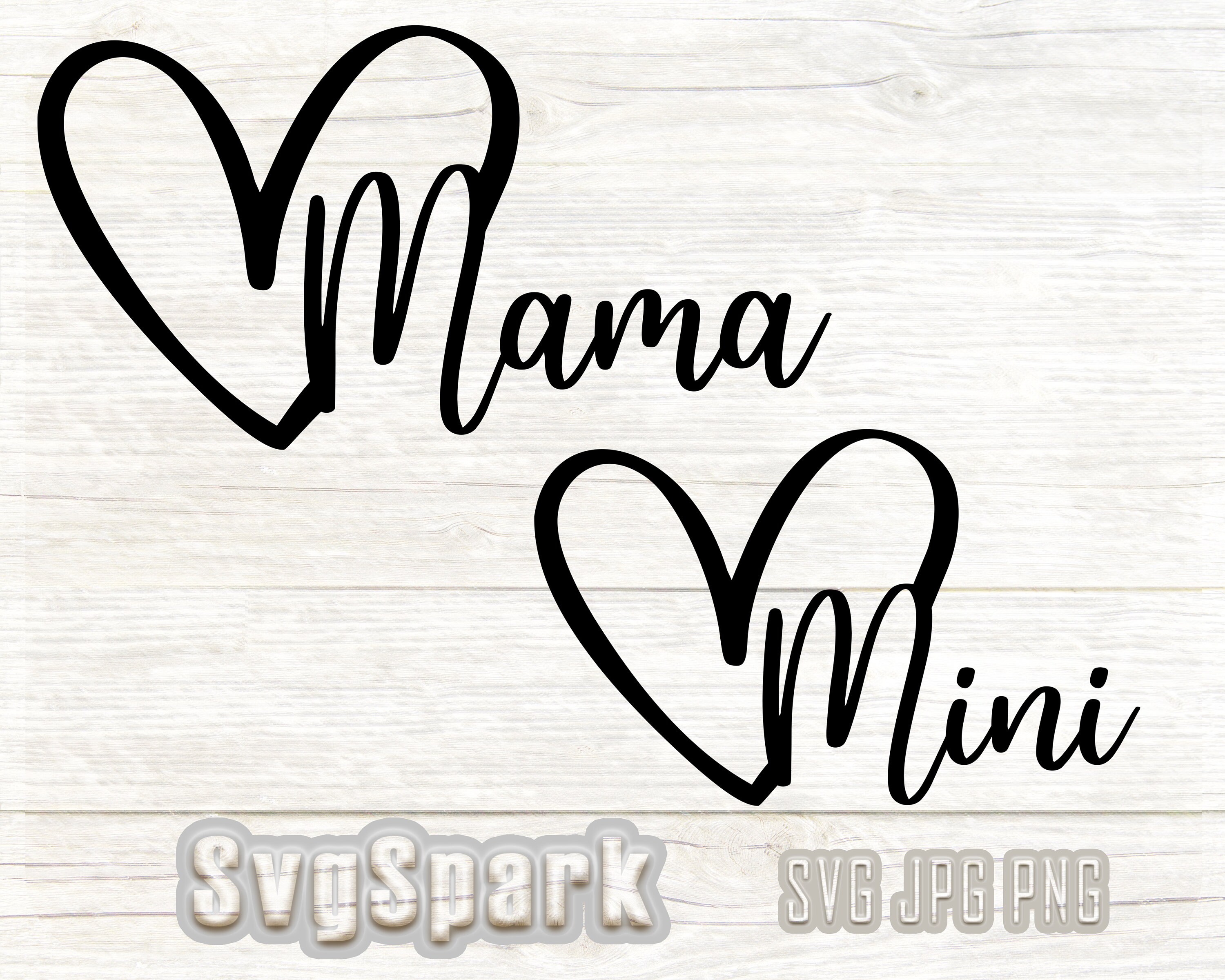 Mama And Mini Retro Heart Svg For Cricut Sublimation Files