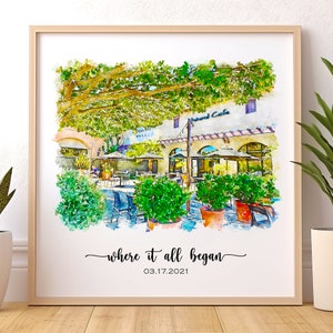 Cadeaux d'anniversaire pour lui, Là où nous nous sommes rencontrés, Cadeau d'anniversaire, Cadeaux de premier anniversaire, Là où tout a commencé, Papier d'anniversaire, Cadeau pour couple