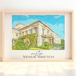 Custom Wedding Venue Illustration, Venue illustration, Venue watercolor,Wedding Venue Sketch Invitation,Newlyweds Gift,Wedding gift idea