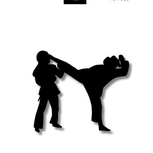 Female Taekwondo Karate Silhouette Sparring 2- Vector Digital Files Instant Download SCAL Printable Paper Vinyl Cutting (Svg Dxf Eps Png)