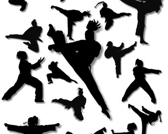 Female Karate Silhouettes - Vector Digital Files Instant Download SCAL ...