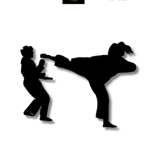 Female Taekwondo Karate Silhouette Sparring 2- Vector Digital Files Instant Download SCAL Printable Paper Vinyl Cutting (Svg Dxf Eps Png)