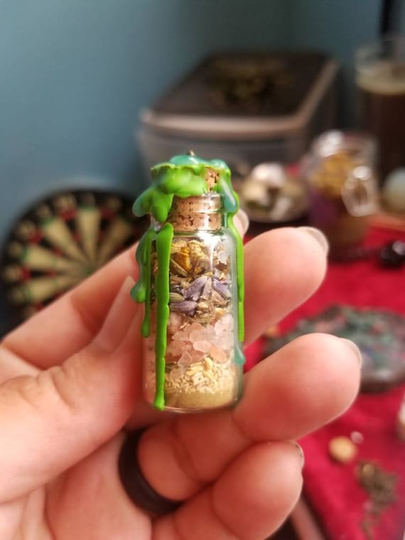 Anxiety Spell Jar Necklace *Calming herbs and crystals to being you inner peace*