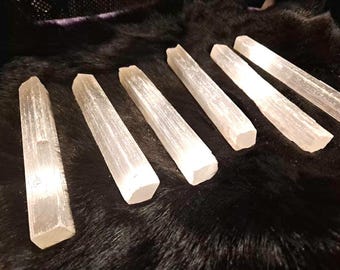 Large Selenite Cleansing Wands – 5-Inch Raw Satin Spar Crystal Sticks