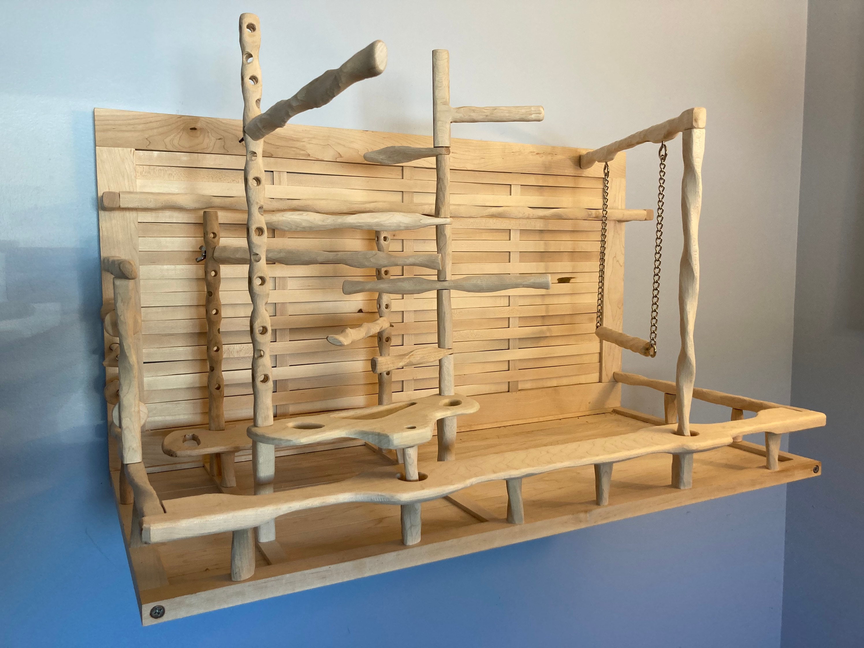 Large Wall Playground Play Stand for Small to Medium Birds Wall Perch for Conure Parrot Cockatiel and More Etsy