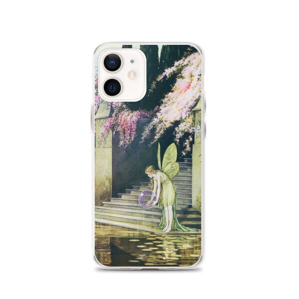 Fairy Girl on Stairs with Bubble iPhone & Samsung Case by Ida Rentoul Outhwaite, Fairy art Phone case, Fairytale, Australian illustrator