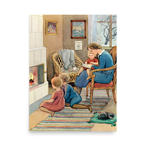 Fireplace Poster Etsy