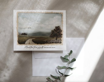 Und die beiden sollen ein Fleisch werden - christliche Hochzeitskarte - Acryl Landschaftsmalerei