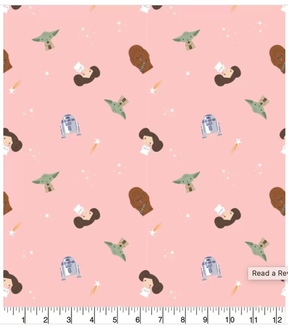Star Wars Pink Cotton Fabric Girl Yoda Chewbacca Princess Etsy