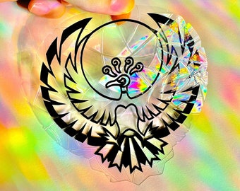 Phoenix Ho-Oh Pokemon Suncatcher Sticker Rainbow-Maker Decal | Reusable | Bird-Safe