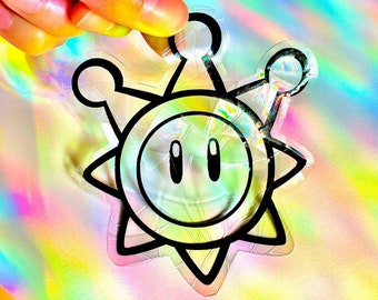 Mario Sunshine Shine Sprite Suncatcher Sticker {Mario}  Rainbow-Maker Decal | Reusable | Bird-Safe |