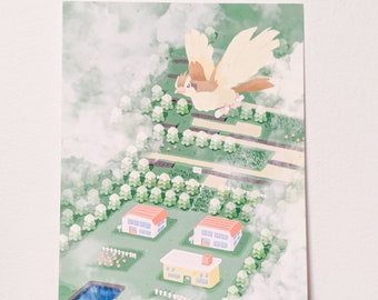 Pidgey Pallet Town Postcard-sized Print