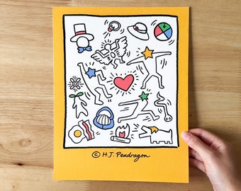 Haring's Moving Castle Letter-sized Art Print