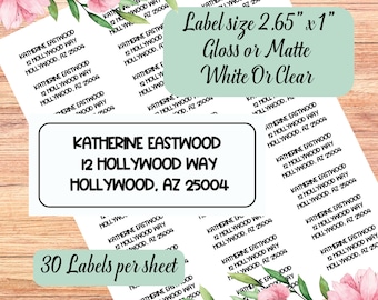 Return Address, Easy to read font, Clear Address Label, White Stickers, Wedding Invitation, Personal Labels, Custom Mailing Address Labels