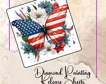 USA Flag Butterfly, Year of the Horse, Diamond Painting Release Paper