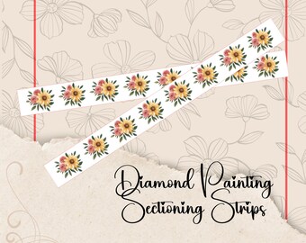 Daisys and Roses, Floral Bouquet, Sectioning Stickers, Diamond Painting Tools