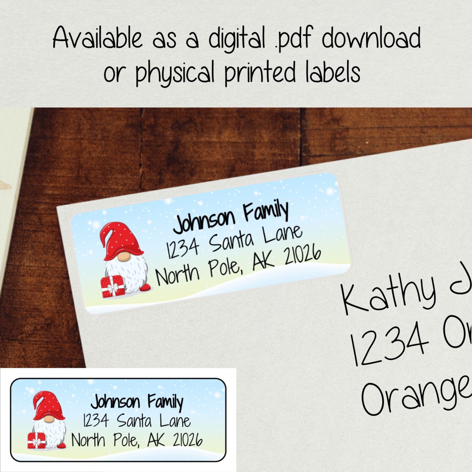 Christmas Gnome Personalized Address Labels Custom Printed Etsy