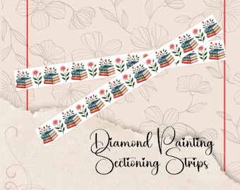 Books and Flowers, Reading, Floral, Sectioning Stickers, Diamond Painting Tools