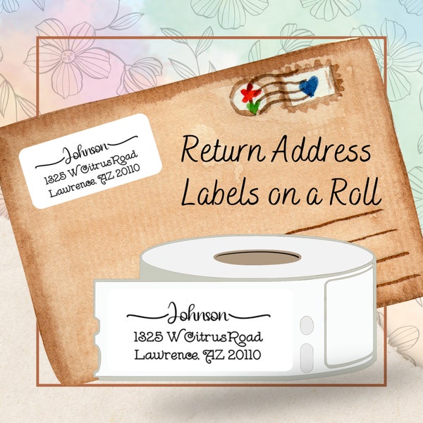 Custom Calligraphy Self-Adhesive Return Address Labels on a Roll