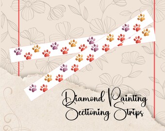 Watercolor Paw Prints, Cat and Dog Paws, Sectioning Stickers, Diamond Painting Tools