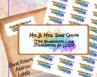 Watercolor Personalized Holiday Self-Adhesive Address Sheet Labels