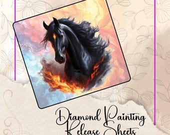Majestic Fire Horse, Diamond Painting Release Paper: Reusable Silicone Backed Sheets
