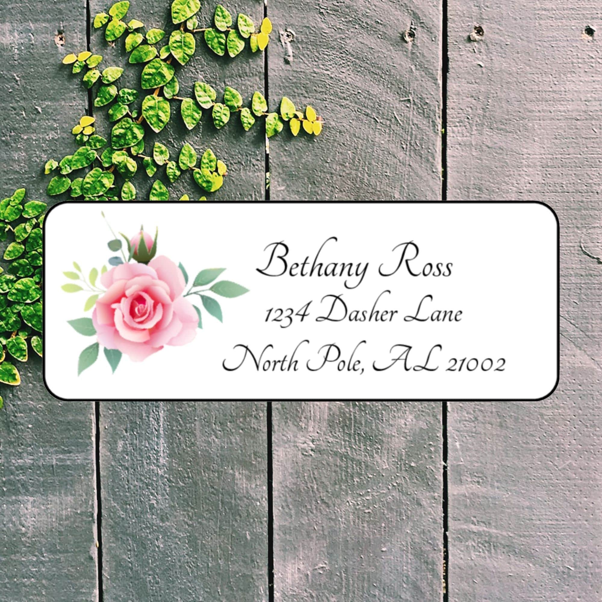 Flower Address Labels Rose Address Label Return Address Etsy