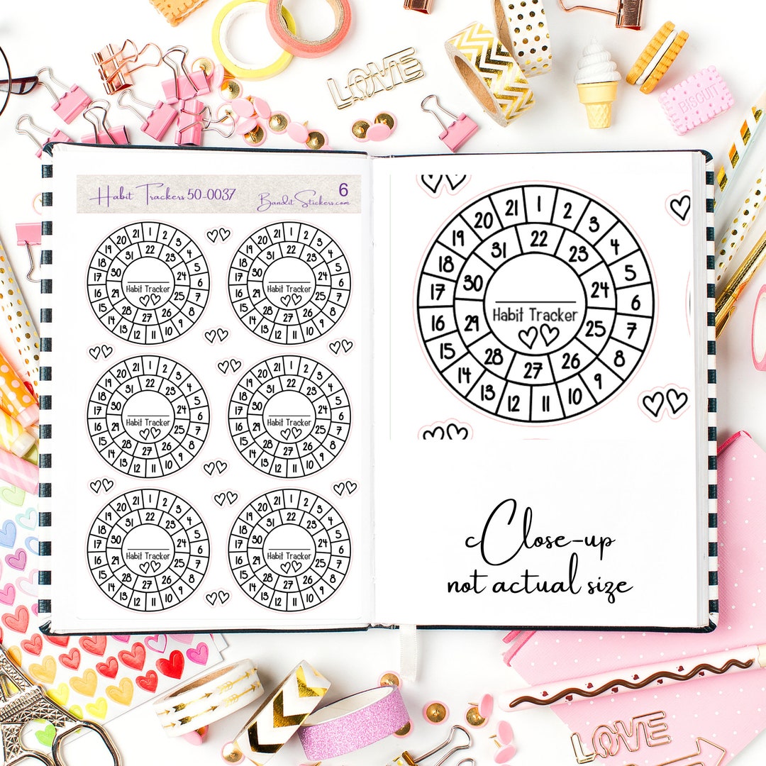 Habit Tracker Circle Stickers, Period Tracker Sticker, Journal Sticker ...