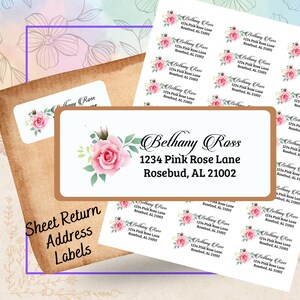 Return Address Label, Personalized Label, Wedding Return Mailing Address Sticker, Mailing Return Sticker, Housewarming Gift, Rose Custom