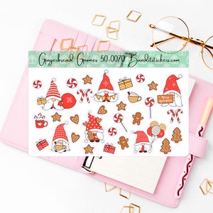 Gingerbread Gnomes, Holiday Gnomes, Christmas Gnomes, Planner Stickers, Christmas Seals, Stocking Stuffers, Christmas Stickers
