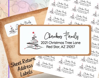 Abstract Christmas Tree, Return Address Label, Modern Style Address Label, Custom and Personal Mailing Label, Sophisticated Christmas Label