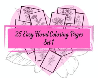 Floral Coloring Book: 25 Stress Relief Flower Designs (PDF Download)