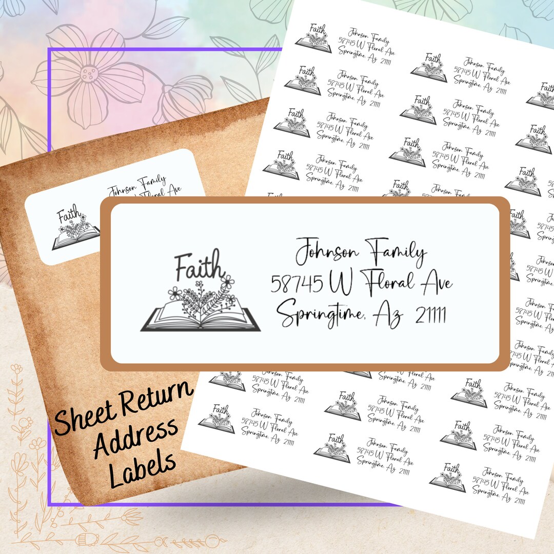 Return Address Labels, Faith and Books Return Label, Calligraphy Script ...