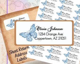 Watercolor Butterfly Return Address Label, Butterfly Stickers, Custom and Personal Return Address Labels, Mailing Label, Moving Address