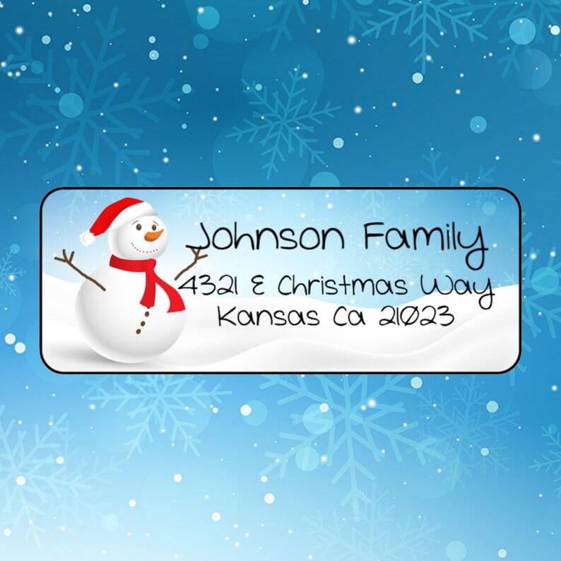 Snowman Return Label Custom PDF Printout Christmas Address | Etsy