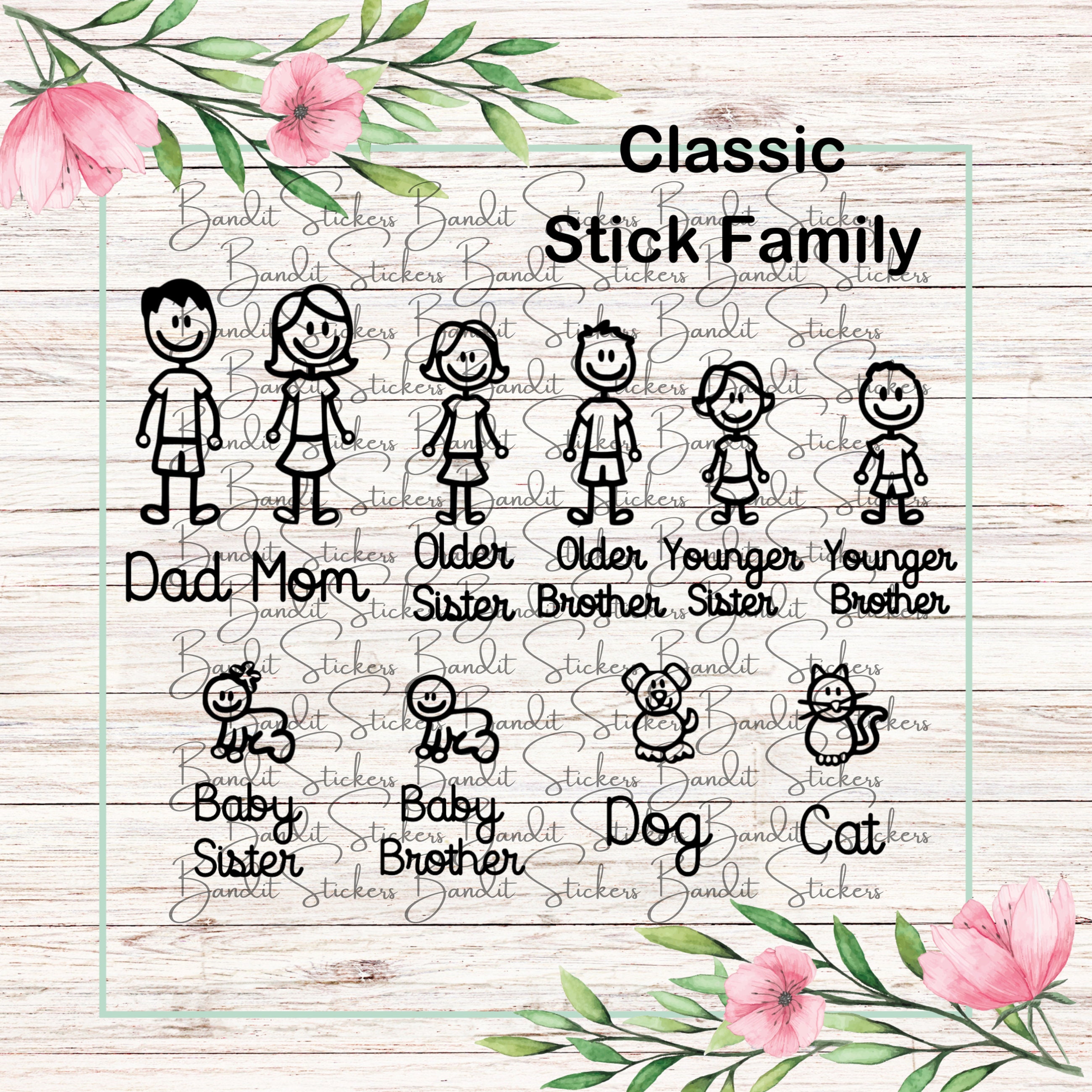 Stick People Family Car Decal, Stick Family Sticker, Stick Figure Family, Stick  Family Window Decal, Stick People Car Sticker, Stick People 