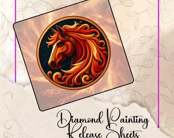 Fire Coin Horse, Diamond Painting Release Paper: Reusable Silicone Backed Sheets