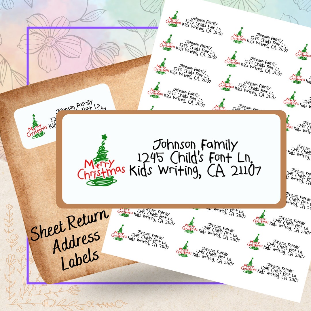 Creating Address Labels For Family Christmas Return Address Labels: Family Hand Drawing Self-adhesive ...