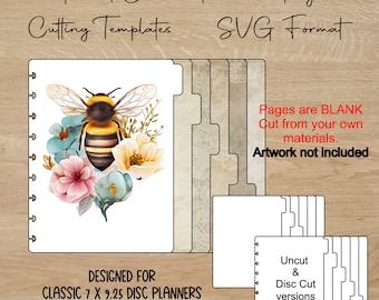 Classic Planner Divider Tabs: 7x9.25, SVG, PDF (Digital Download)