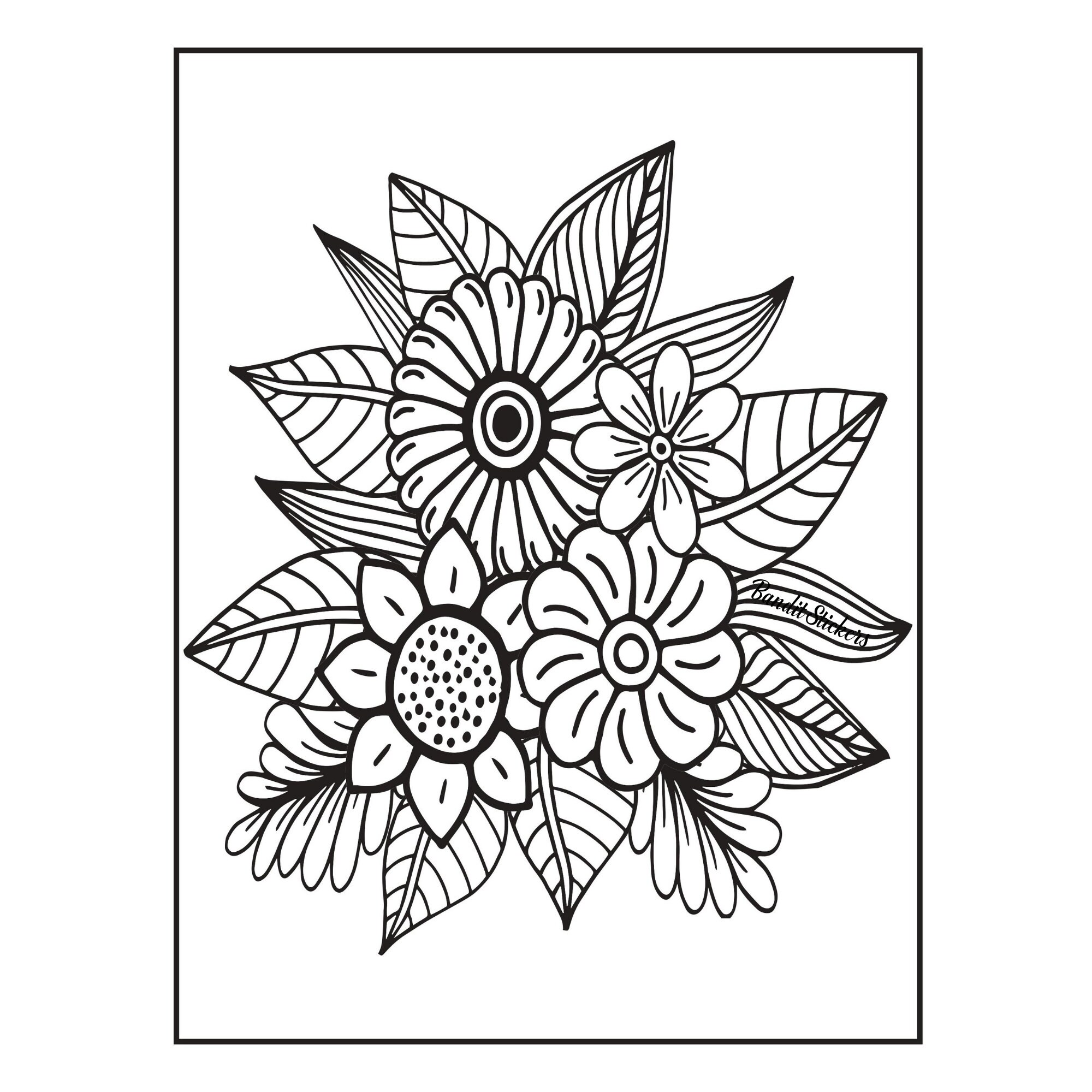 Flowers Easy Coloring Book for Adults: A Small Pocket Size Coloring Book 5x6 Inches , Art Therapy for Relaxation : Colorful Line Drawing Flower Cover