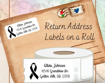 Cancer Ribbon, Return Address Labels,  Custom Address Label, Memorial Cancer Ribbon, Mailing Address Label, Support Label, Cure Label