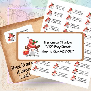 Gnome Address Labels, Personal Christmas Card Address Labels, Christmas Gnome Stickers, Return Mailing Labels, Personal Housewarming Gift