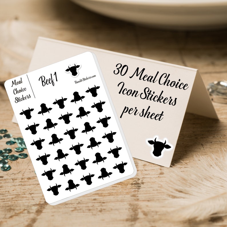 Meal Choice Stickers Beef Place Card Stickers Wedding Place Etsy