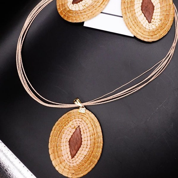 Purple - Hand Braided Natural Sikki Grass Necklace