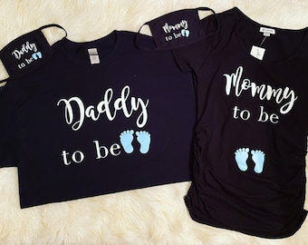 Daddy to be & Mommy to be shirt and face mask set